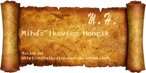 Mihálkovics Henrik névjegykártya